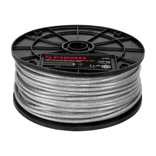 44225 - Metro cable flexible 1/8" acero 7x19 recubierto PVC, 75 m