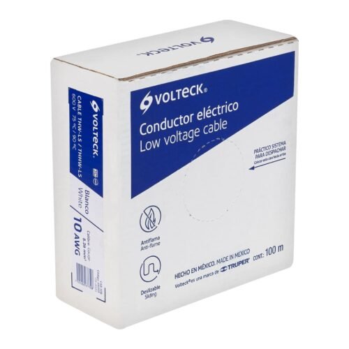 46055 - Rollo de 100 m de cable THHW-LS 10 AWG blanco, Volteck