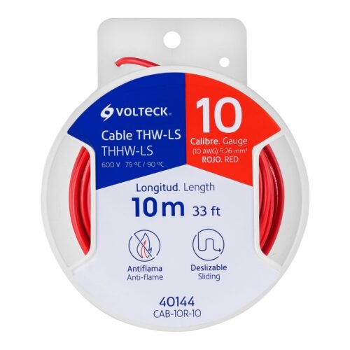 40144 - Carrete con 10 m de cable THHW-LS 10 AWG rojo, Volteck