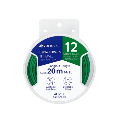 40252 - Carrete con 20 m de cable THHW-LS 12 AWG verde, Volteck