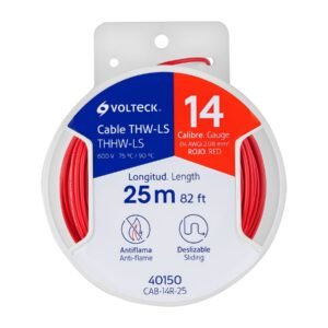 40150 - Carrete con 25 m de cable THHW-LS 14 AWG rojo, Volteck