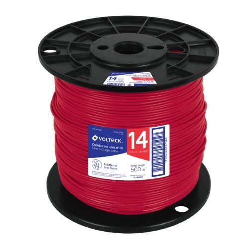 40124 - Metro de cable THHW-LS 14 AWG rojo en carrete de 500 m