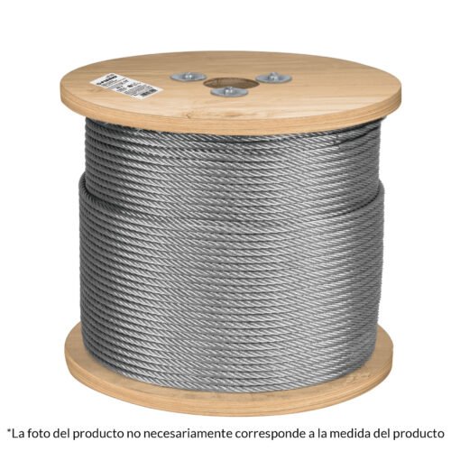 48798 - Metro de cable rígido 3/16" de acero 7x7 hilos, 300 m, FIERO