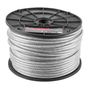 44217 - Metro de cable rígido 3/16" acero 7x7 recubierto PVC, 75 m