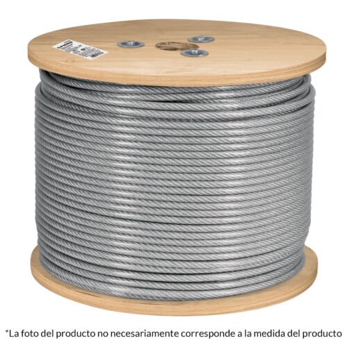 48807 - Metro de cable rígido 3/16" acero 7x7 recubierto PVC, 300 m