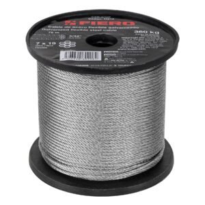 44214 - Metro de cable flexible 3/32" de acero 7x19 hilos, 75 m