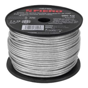 44226 - Metro cable flexible 3/32" acero 7x19 recubierto PVC, 75 m