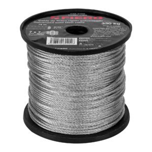 44209 - Metro de cable rígido 3/32" de acero 7x7 hilos, 75 m, FIERO