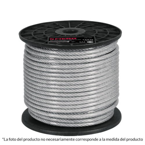 44221 - Metro de cable rígido 3/32" acero 7x7 recubierto PVC, 75 m