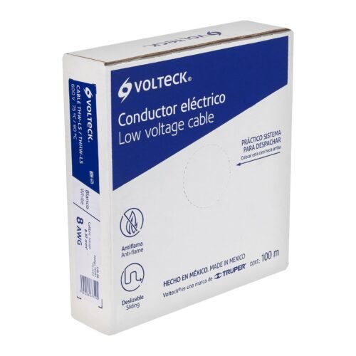 CAB-8B.jpg 46054 - Rollo de 100 m de cable THHW-LS 8 AWG blanco, Volteck