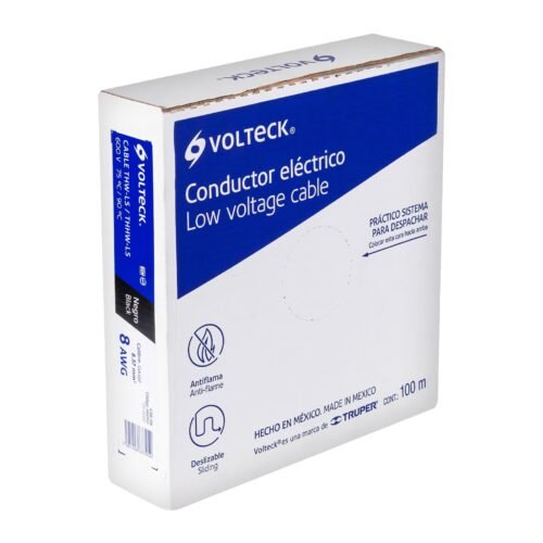 46050 - Rollo de 100 m de cable THHW-LS 8 AWG negro, Volteck