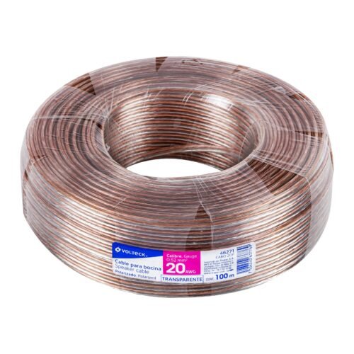 CABO-20P.jpg 46271 - Rollo de 100 m cable polarizado transparente p/bocina 20 AWG