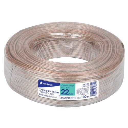CABO-22P.jpg 46265 - Rollo de 100 m cable polarizado transparente p/bocina 22 AWG