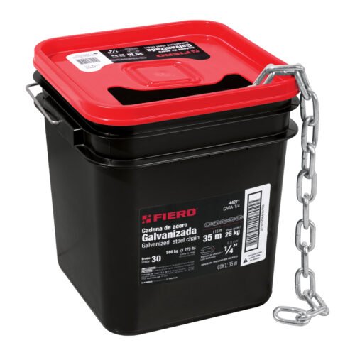 44271 - Metro de cadena galvanizada de 1/4", 35 m en cubeta, FIERO