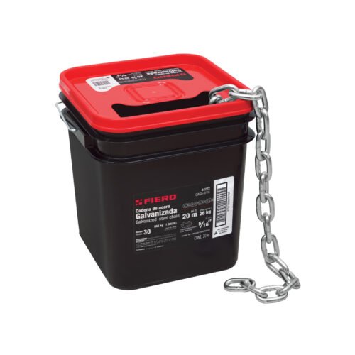 44272 - Metro de cadena galvanizada de 5/16", 20 m en cubeta, FIERO