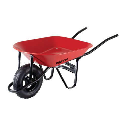 20628 - Carretilla 4 ft3 roja,neumática,bastidor tubular, PRETUL