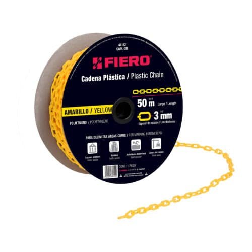 44162 - Metro de cadena de 3 mm de plástico amarilla, carrete de 50m