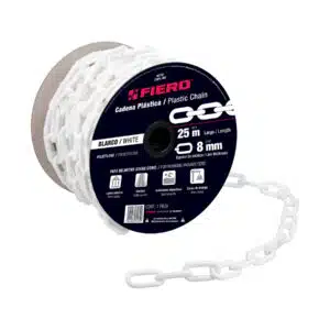 Metro de cadena de 8 mm de plástico blanca, carrete de 25 m