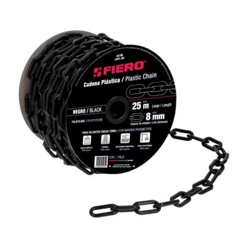 44180 - Metro de cadena de 8 mm de plástico negra, carrete de 25 m