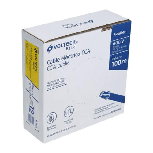 40212 - Rollo de 100 metros de cable THW CCA 12 AWG blanco, Basic
