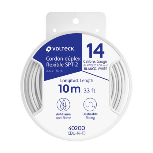 40200 - Carrete con 10 m cordón dúplex flexible SPT 14 AWG, Volteck