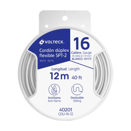 40201 - Carrete con 12 m cordón dúplex flexible SPT 16 AWG, Volteck