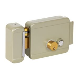 47977 - Cerradura electromecánica con botón, izquierda, HERMEX