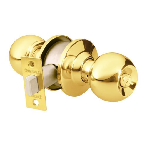 43471 - Cerradura tipo esfera para baño, latón brillante, HERMEX