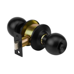 47911 - Cerradura pomo, negro, esfera, baño, HERMEX