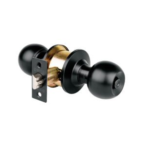 47910 - Cerradura pomo, negro, esfera, recámara, HERMEX