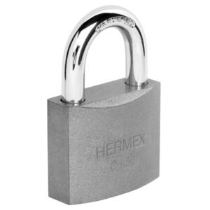 43317 - Candado de hierro 50 mm gancho corto en caja, HERMEX