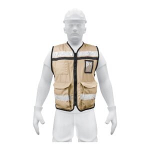 CHS-900B.jpg 14668 - Chaleco brigadista con cintas reflejantes, color beige