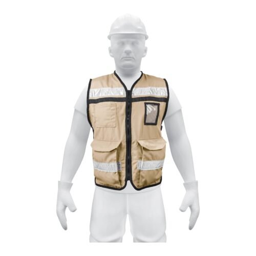 14668 - Chaleco brigadista con cintas reflejantes, color beige