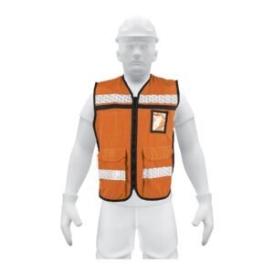 CHS-900N.jpg 14669 - Chaleco brigadista con cintas reflejantes, color naranja