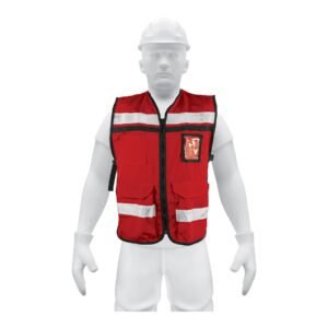 CHS-900R.jpg 14663 - Chaleco brigadista con cintas reflejantes, color rojo