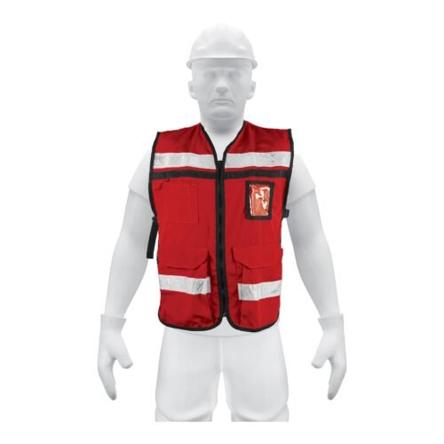 14663 - Chaleco brigadista con cintas reflejantes, color rojo