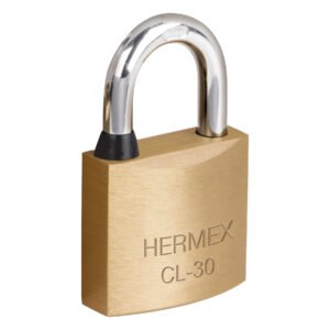 43427 - Candado de latón 30 mm gancho corto en blíster, HERMEX