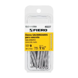 40227 - Blíster con 20 clavos galvanizados p/concreto 1-1/2", FIERO