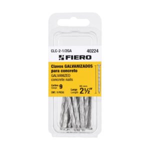 40224 - Blíster con 15 clavos galvanizados p/concreto 2-1/2", FIERO