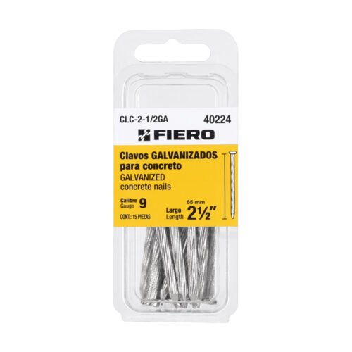 CLC-2-1-2GA.jpg 40224 - Blíster con 15 clavos galvanizados p/concreto 2-1/2", FIERO