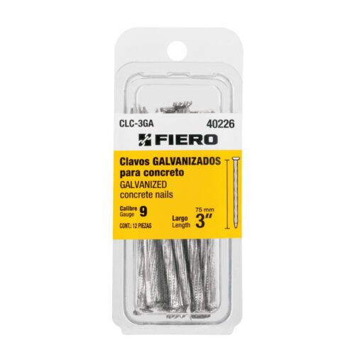 40226 - Blíster con 12 clavos galvanizados para concreto 3", FIERO