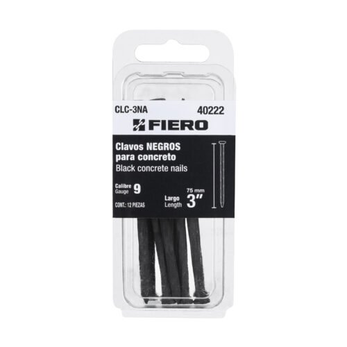 40222 - Blíster con 12 clavos negros para concreto 3", FIERO