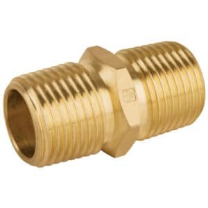48499 - Niple unión NPT de latón, 1/2" con tuerca hexagonal, Foset