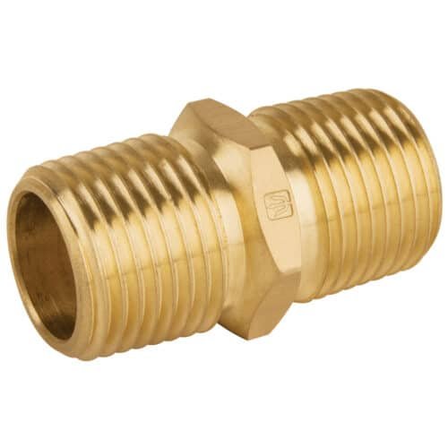 48499 - Niple unión NPT de latón, 1/2" con tuerca hexagonal, Foset