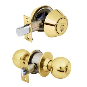 23619 - Combo cerraduras, llave-llave, latón brillante, Hemex BASIC