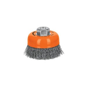 14182 - Carda copa 3" alambre ondulado fino, eje 5/8"-11, Truper