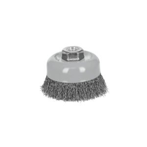 100858 - Carda copa 4" alambre ondulado fino, Multi-rosca, Truper