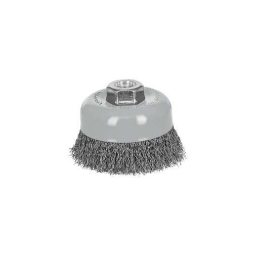 100858 - Carda copa 4" alambre ondulado fino, Multi-rosca, Truper