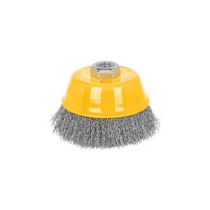 28263 - Carda copa 4" alambre ondulado fino, eje 5/8"-11, Pretul