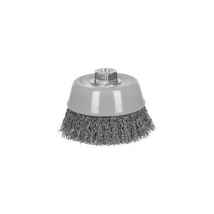 100870 - Carda copa 5" alambre ondulado grueso, Multi-rosca, Truper